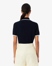 LACOSTE Women's Short Sleeve Polo Collar Golf Sweater Navy Blue / White • HHW AF9430-51 -SMALL