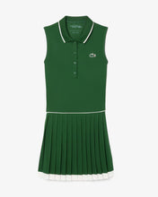 LACOSTE Women's Ultra Dry Tennis Heritage Dress EF8582 HII GREEN/WHITE - SMALL