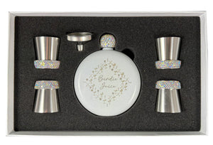 Birdie Juice Flask and Shot Glass Set - White