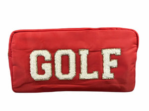 Cosmetic/Golf Bag (Red with White Letters)