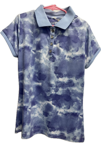 Garb Performance Youth Girls’ TieDye Polo Youth Sky Periwinkle Size: (Age 7-8) Medium