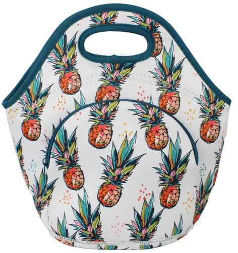 Neoprene Lunch Bag with Pocket - Pineapple