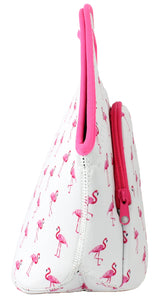 Neoprene Lunch Bag with Pocket - Flamingo