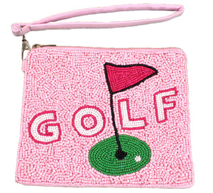 Beaded Golf Wristlet-Pink Golf