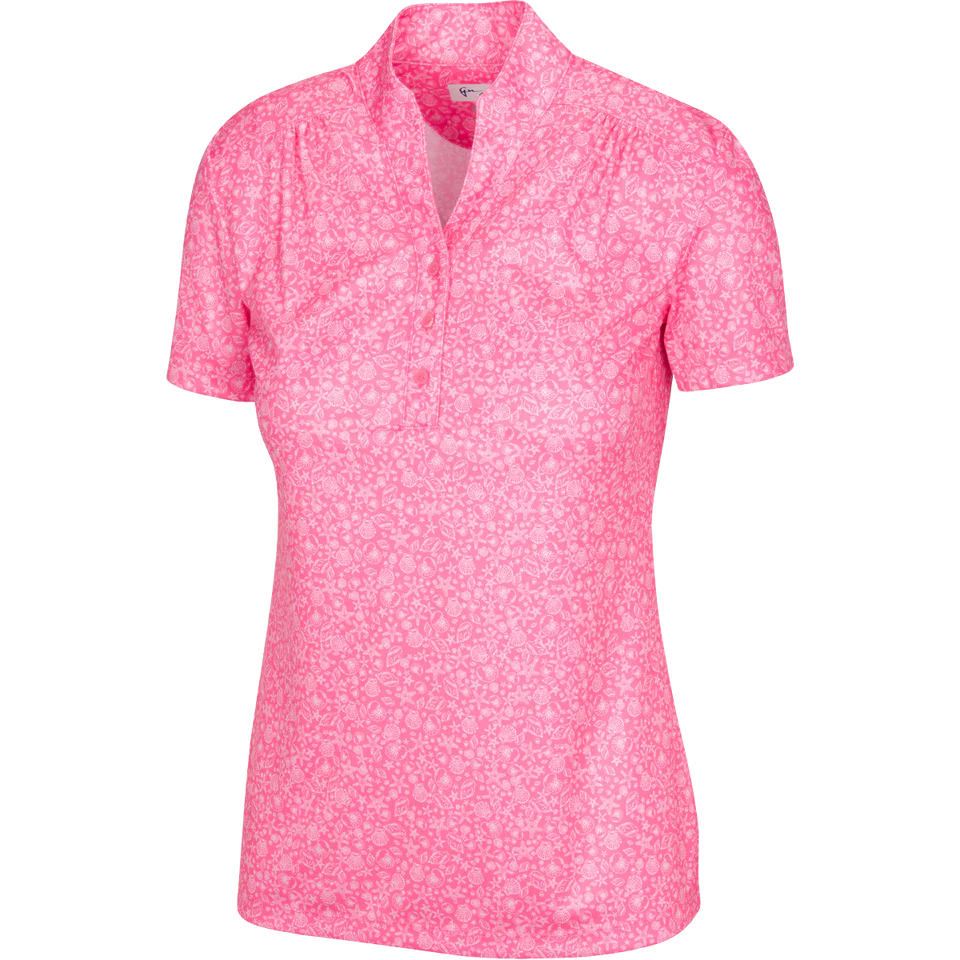 Greg Norman ML75 Microlux Starfish & Shells Print Polo G2S23K401 Peony Size: Medium