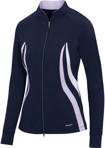 Greg Norman Womens Solar XP Tropic Warp-Knit Full Zip Golf Jacket G2S24K807 Navy Size: Medium