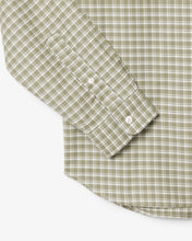 LACOSTE Men's Regular Fit Stretch Plaid Shirt CH1343 51 C18 White / Khaki Green- MEDIUM