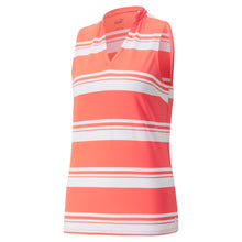 Puma CLOUDSPUN Valley Stripe Sleeveless Golf Polo 599629 06 Hot Coral Size: Large