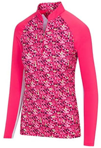 Greg Norman Solar XP Tile Print 1/4 Zip G2S23K404 Strawberry Size: Medium