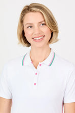 Sofibella ELBOW SLEEVE POLO - NANTUCKET 2541NAKWHT Color: White Size: Small