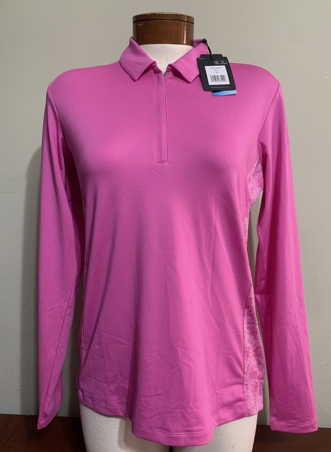 Dunning CHLOE JERSEY PERFORMANCE LONG-SLEEVE ZIP POLO D2S23K296 Lily Size: Small