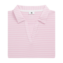 FootJoy w/ Open Collar Stripe Polo 36742 Orchid/ White Size: L