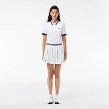 LACOSTE Women's UV Protect Stripe Collar Tennis Polo PF0965 51 001 WHITE- SMALL