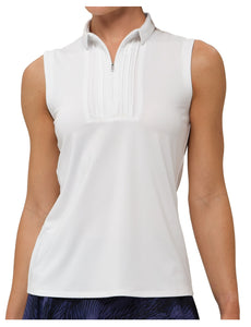 Dunning Freya Jersey Performance Sleeveless Polo D2F24K434- White Size: Med