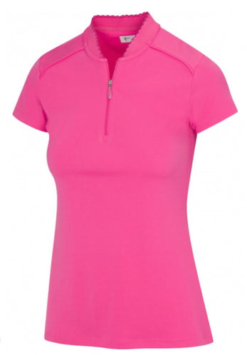 Greg Norman Scallop Collar Short Sleeve Golf Shirts G2S23K402 Hawaiian Punch Size: Medium