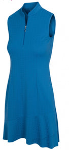 Greg Norman Crossover Flounce Sleeveless Golf Dress Cornflower G2S23K403 Size: Medium