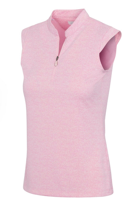 Greg Norman TWEED JACQUARD SLEEVELESS ZIP MOCK G2S24K410 Pink Lemonade