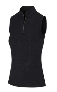 Greg Norman Ladies Apollo Sleeveless Zip Golf Shirts - ASTRAL (Black) G2F23K600