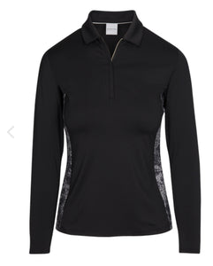 Dunning CHLOE JERSEY PERFORMANCE LONG-SLEEVE ZIP POLO D2S23K296 Black Size: Small