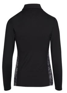 Dunning CHLOE JERSEY PERFORMANCE LONG-SLEEVE ZIP POLO D2S23K296 Black Size: Small