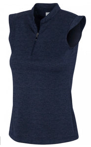 Greg Norman TWEED JACQUARD SLEEVELESS ZIP MOCK G2S24K410 NAVY