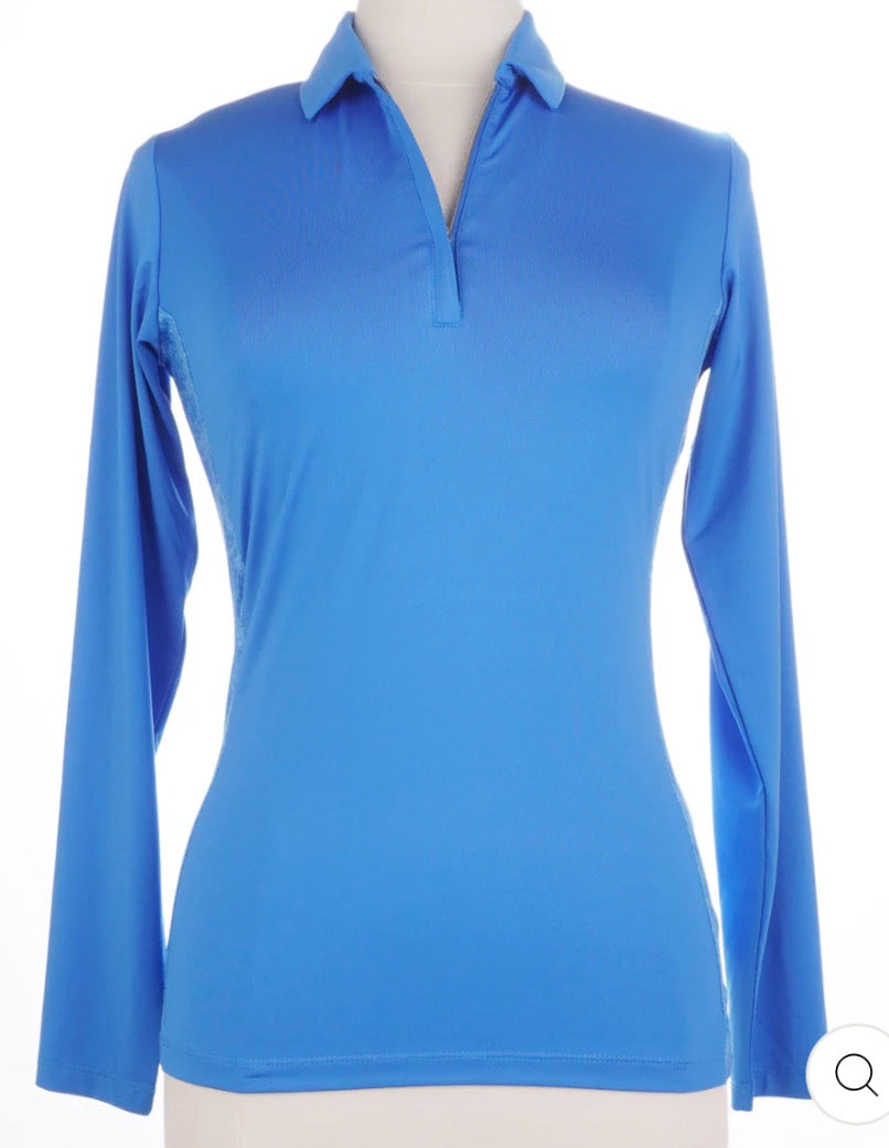 Dunning CHLOE JERSEY PERFORMANCE LONG-SLEEVE ZIP POLO D2S23K296 Azure