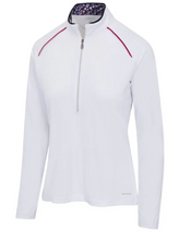 Greg Norman Lancaster Long Sleeve 1/2 Zip Stripe Collar G2F25K207 White