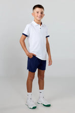 Sofibella SHORT SLEEVE POLOSKU: 4064WAN Color: White & Navy Size: Large