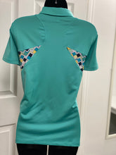 Kate Lord Pieced Print Colorblock Golf Polo KC69 Surf