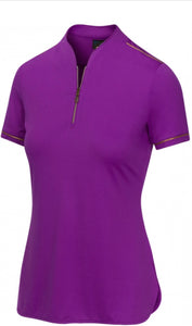 Greg Norman Women’s SARTORIAL STRETCH ZIP POLO G2F20K605 Imperial Purple Size:Medium UPF 50+