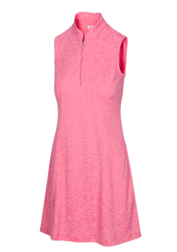 Greg Norman FLARE ZIP DRESS Size: Small Coral Guava G2S22K470