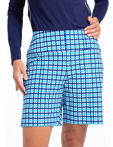 Kinona Tailored and Trim Golf Shorts - Mediterranean Check Size: Small