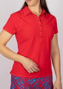 Annika Perforated Short Sleeve Women’s Golf Polo LAW00001 Wild Red