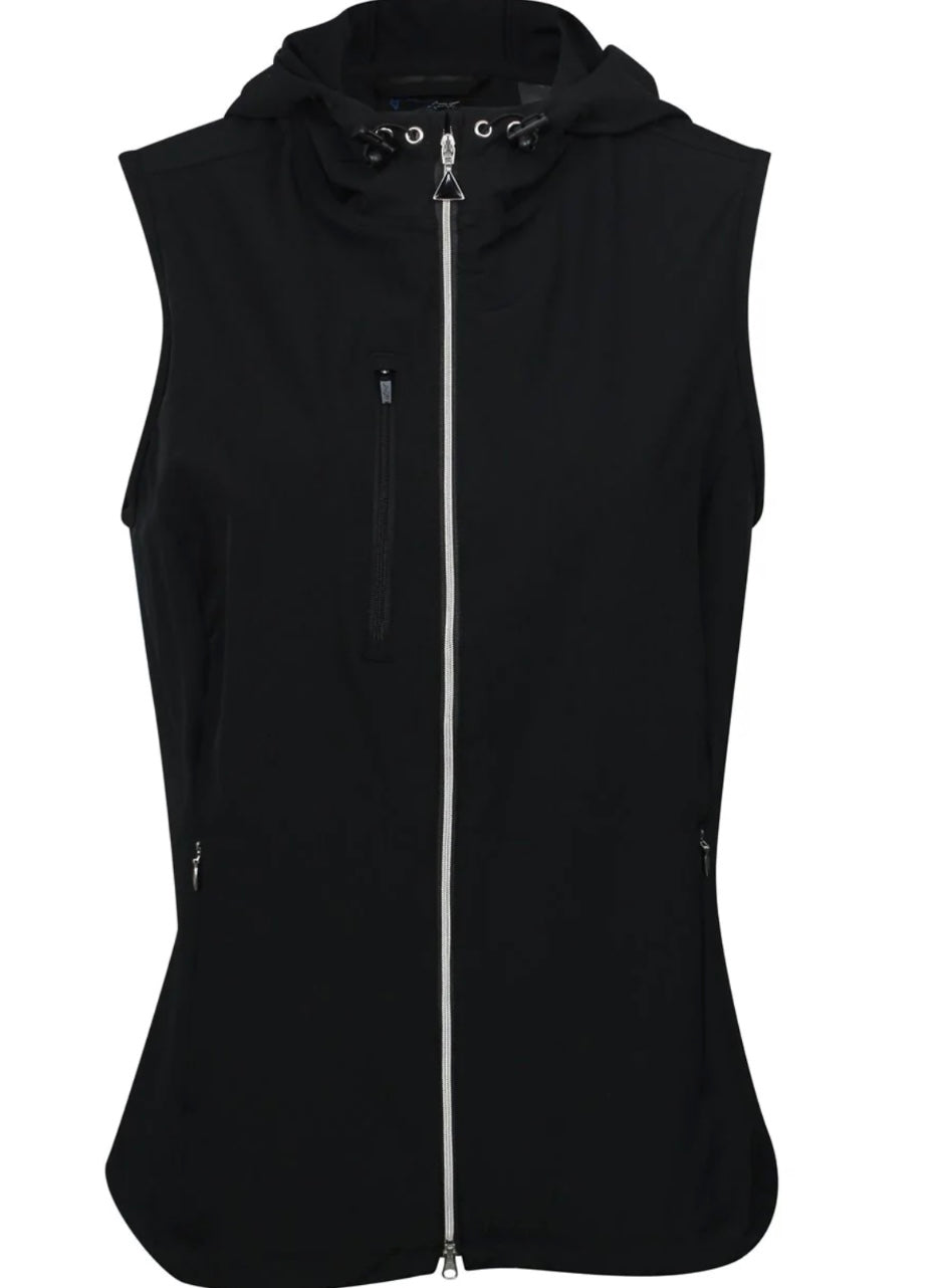Greg Norman Greg Norman Magnolia 4-Way Stretch Hooded Vest Black G2S21K463 Size: Medium