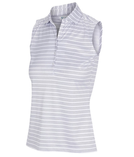 Greg Norman ML75 DOTTED STRIPE SLEEVELESS POLO G2F22K478 White Size: Medium