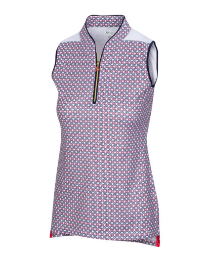 Greg Norman ML75 ISLAND SLEEVELESS ZIP POLO Size: Medium G2S22K702