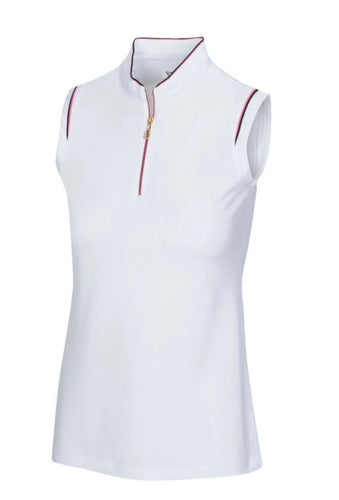 Greg Norman DIVINE SLEEVELESS ZIP POLO Size: Medium G2S22K600 White
