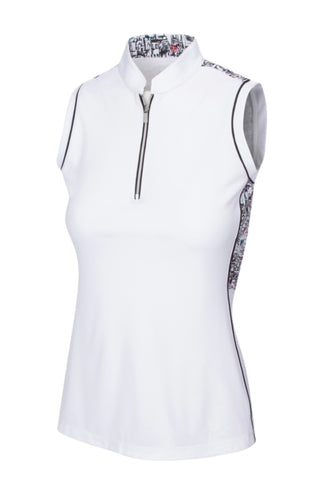 Greg Norman Women’s ML75 Mira Sleeveless Zip Polo G2S21K802 White Size: Medium