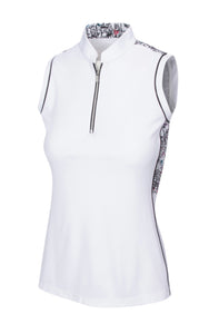 Greg Norman Women’s ML75 Mira Sleeveless Zip Polo G2S21K802 White Size: Medium