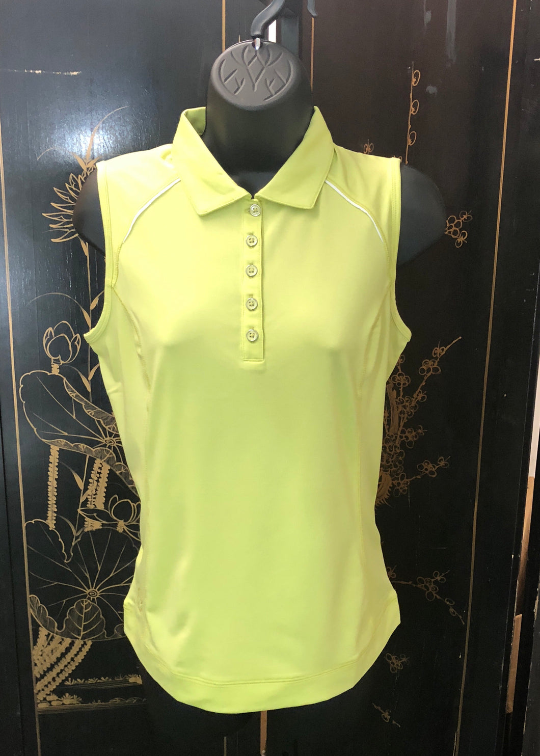 Kate Lord Hatley Sleeveless Princess Seam Golf Polo with Piping Keylime BK06