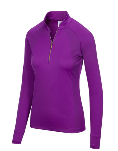 Greg Norman Women’s LONG SLEEVE TONAL PLACEMENT PRINT POLO UPF 50+ G2F20K499 Imperial Purple Size: Medium