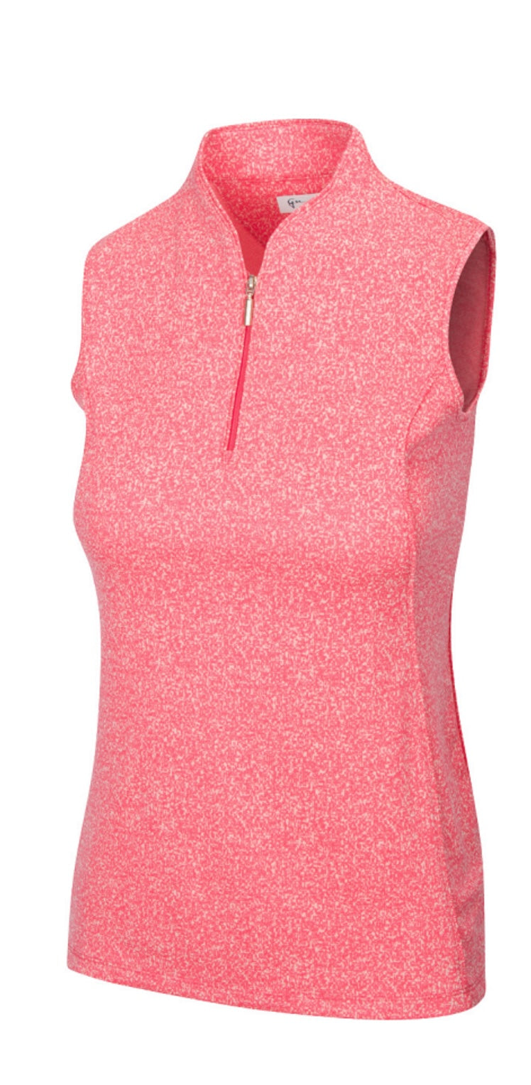 Greg Norman Women’s Agave Sleeveless Zip Golf Shirt G2S21K901 Field Poppy Size: Medium