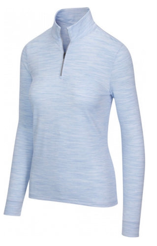 Greg Norman Heathered Mesh 1/4-ZIP STRETCH Long Sleeve Crystal Blue Heather MOCK G2S20K066 Size:Medium