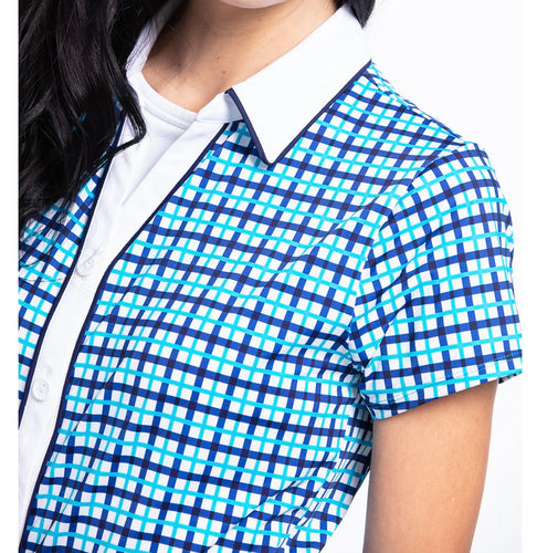 Kinona Class Act Shortsleeve Golf Shirt - Mediterranean Check Size: Small