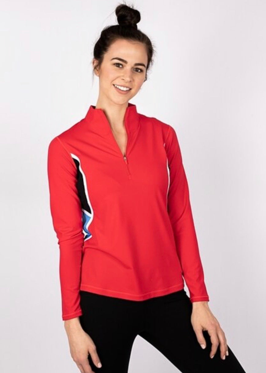 Annika Dimension Colorblock Half Zip LAK00144 Wild Red