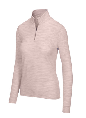 Greg Norman Heathered Mesh 1/4-ZIP STRETCH Long Sleeve Mock Petal Pink Heather G2S20K066 Size:Medium